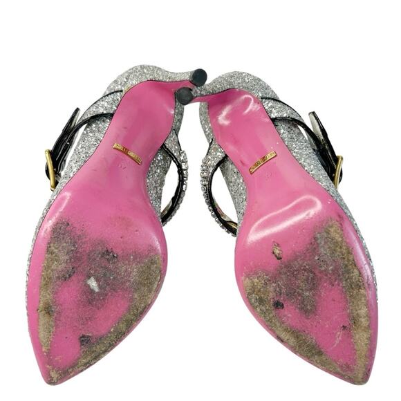 GUCCI Sylvie Silver Glitter Crystal Maryjane Pumps - Picture 7 of 11